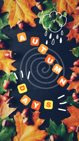 Autumn Inspiration with Golden Foliage And Colorful Squares Instagram Story Design Template