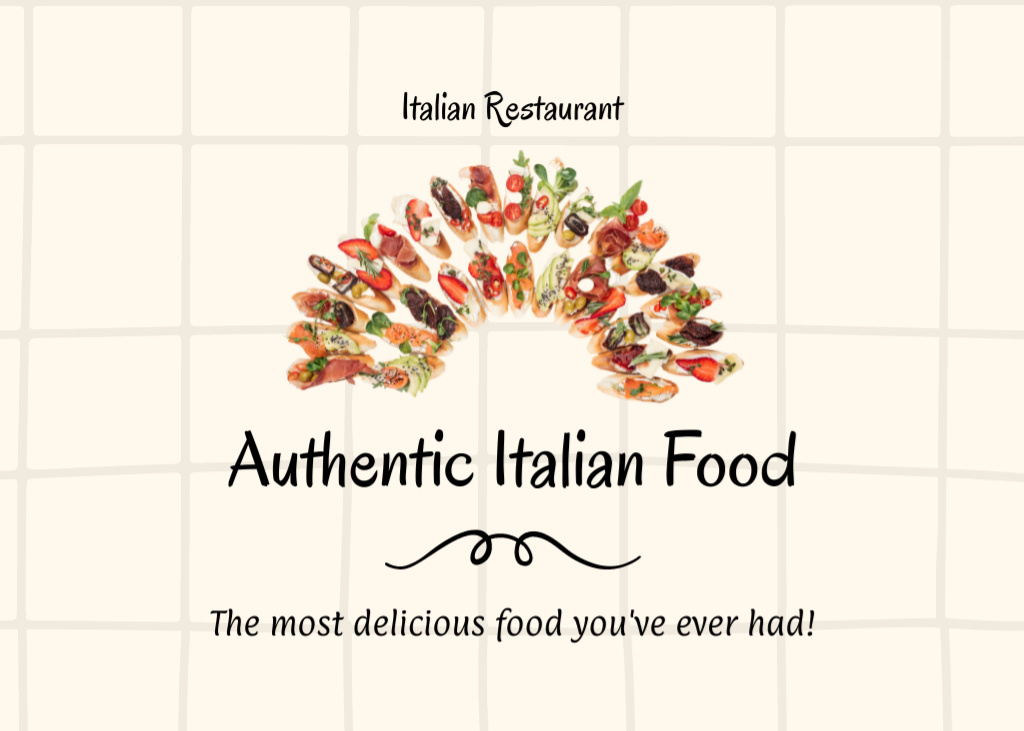 Authentic Italian Food In Restaurant Offer Flyer 5x7in Horizontal Šablona návrhu
