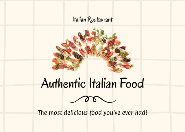 Authentic Italian Food In Restaurant Offer Flyer 5x7in Horizontal Šablona návrhu
