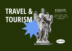 Travel Agency Services Offer with Antique Statue in Green