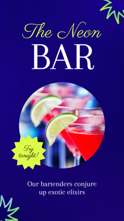 Plantilla de diseño de Neon Bar ofrece impresionantes cócteles esta noche Instagram Video Story 