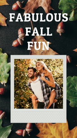 Designvorlage Happy Couple in Autumn Forest für Instagram Story