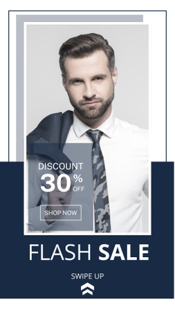 Flash Sale Announcement with Handsome Man Instagram Story Design Template