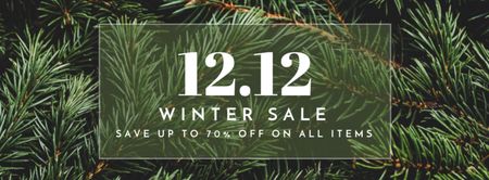 Seasonal Sale with Fir-Tree Twigs Facebook cover – шаблон для дизайну