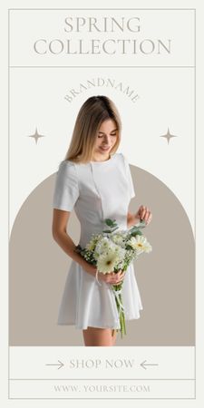 Spring Collection Sale Announcement with Blonde in White Graphic – шаблон для дизайну