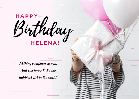 Holding birthday gift Card Design Template