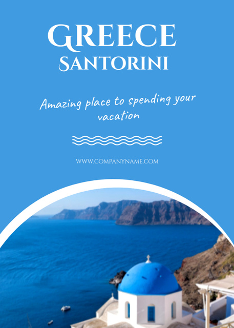 Travel to Greek Santorini Postcard 5x7in Vertical – шаблон для дизайна