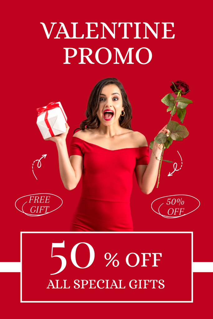 Promo Discounts on All Special Valentine's Day Gifts Pinterest Šablona návrhu