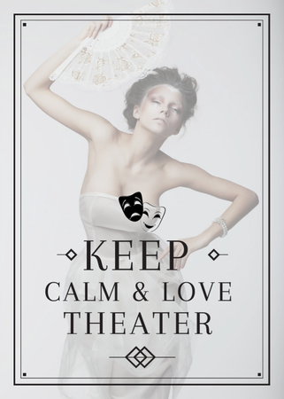 Theater Quote Woman Performing in White Flayer Design Template