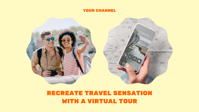 Plantilla de diseño de travel a virtual tour  Youtube Thumbnail 