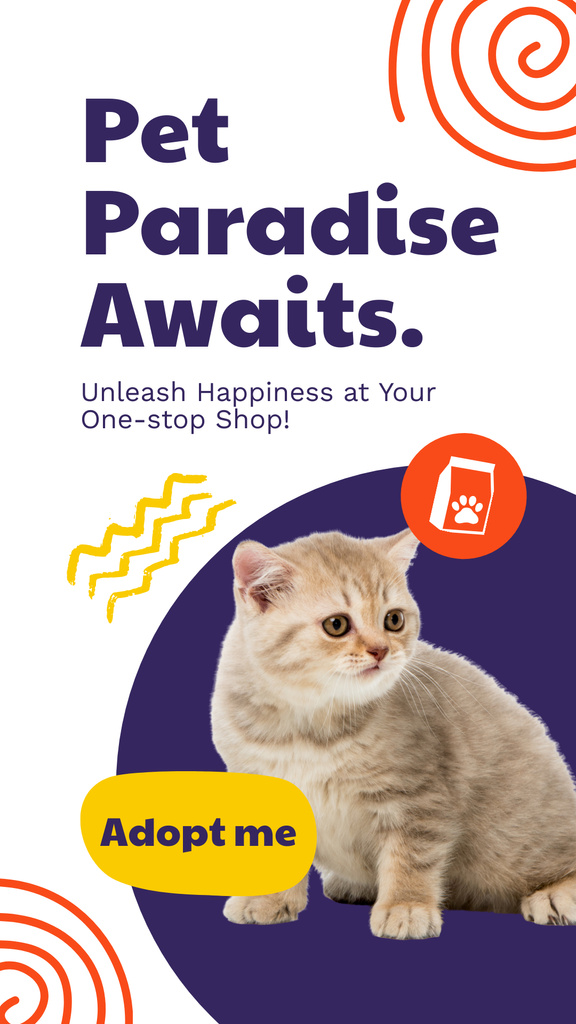 Plantilla de diseño de Unmissable Pet Adoption Event With Cute Kitten Instagram Story 
