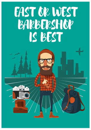 Cartoon illustration of Barbershop Poster 28x40in Design Template