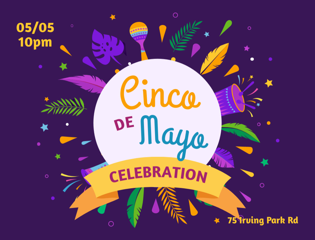 Cinco de Mayo Celebration Announcement Postcard 4.2x5.5inデザインテンプレート