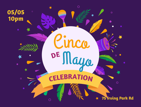 Cinco de Mayo Celebration Announcement Postcard 4.2x5.5in Design Template