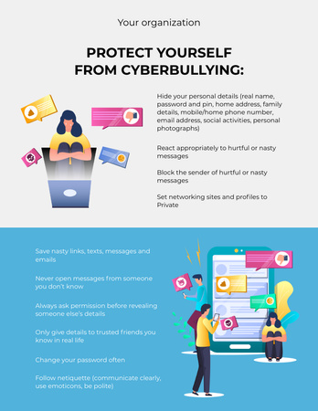 Protect Yourself from Cyberbullying Poster 8.5x11in Design Template