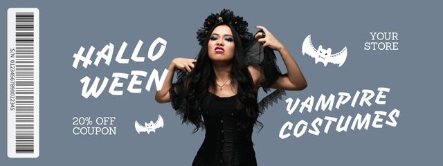 Vampire Costumes on Halloween Offer Coupon Design Template