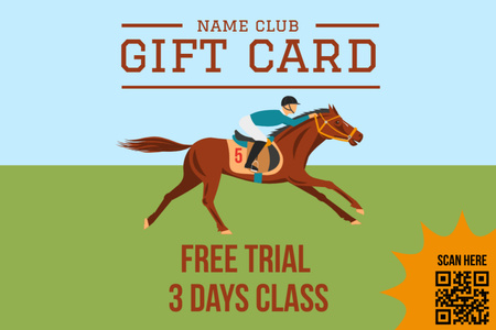 Free Trial Riding Classes Illustrated Gift Certificate Design Template