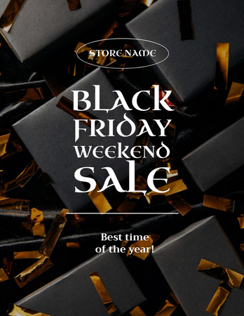 Black Friday Holiday Sale Announcement Flyer 8.5x11in Šablona návrhu