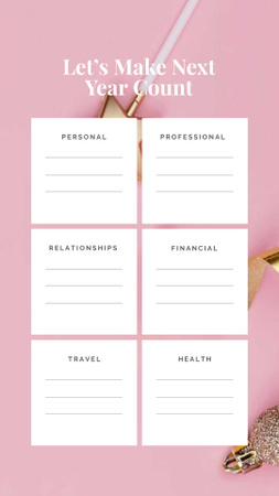 Personal and professional Goals list for year Instagram Story Design Template