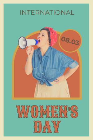 International Women's Day Greeting with Empowered Woman Pinterest – шаблон для дизайну