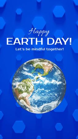 Earth Day Greeting With Planet Rotating Instagram Video Story Design Template