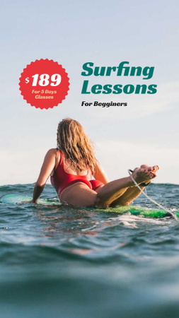 Ontwerpsjabloon van Instagram Story van Surfing Guide with Woman on Board