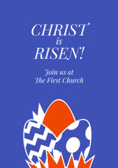 Easter Church Worship Announcement with Eggs