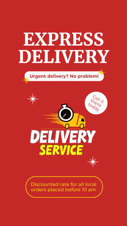 Extra Fast Delivery Services Ad on Red Instagram Video Story Design Template