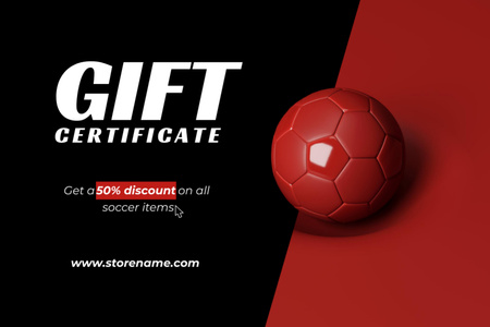 Szablon projektu Soccer Items Sale Offer Gift Certificate