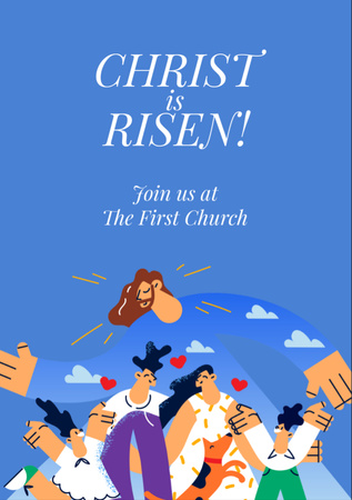 Platilla de diseño Easter Church Worship Announcement Flyer A7