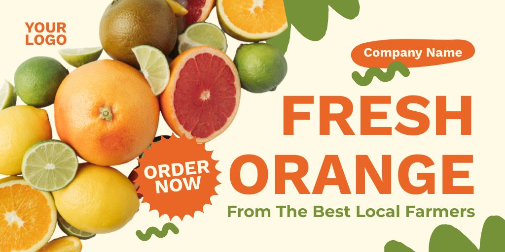 Designvorlage Offer of Fresh Oranges from Best Local Farm für Twitter
