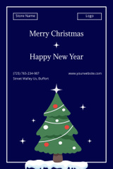 Christmas And New Year Wishes With Decorated Tree and Star