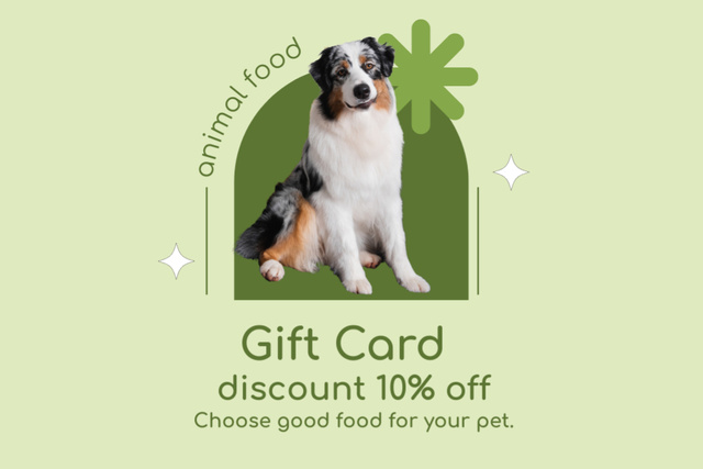 Voucher for Animal Food on Green Gift Certificate Design Template