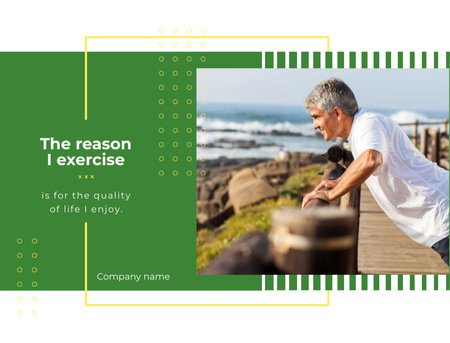 Man Exercising Outdoors With Motivation Postcard 4.2x5.5in Design Template