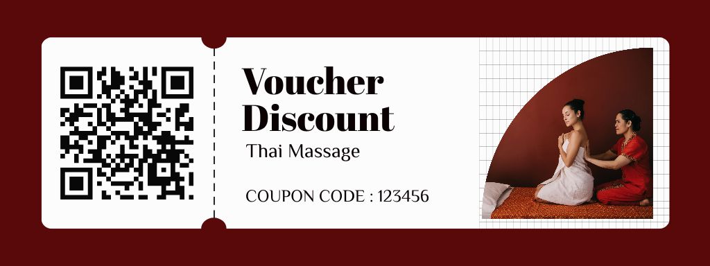 Ontwerpsjabloon van Coupon van Thai Massage Discount on Maroon