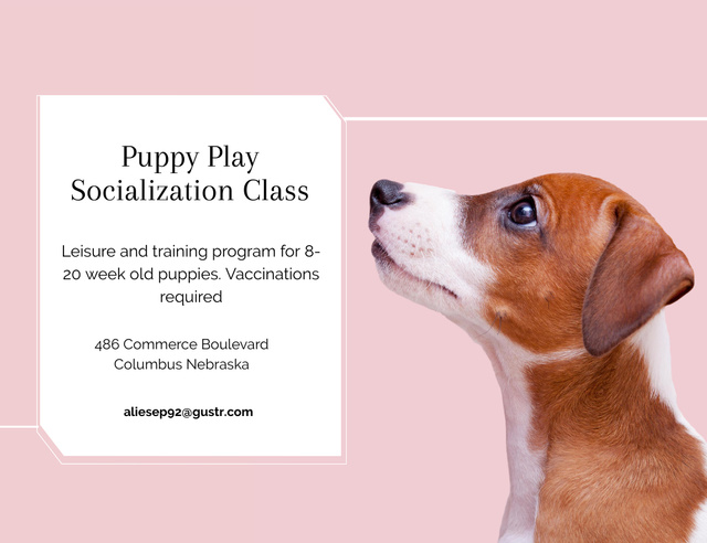 Puppy Training and Socialization Class Thank You Card 5.5x4in Horizontal – шаблон для дизайна
