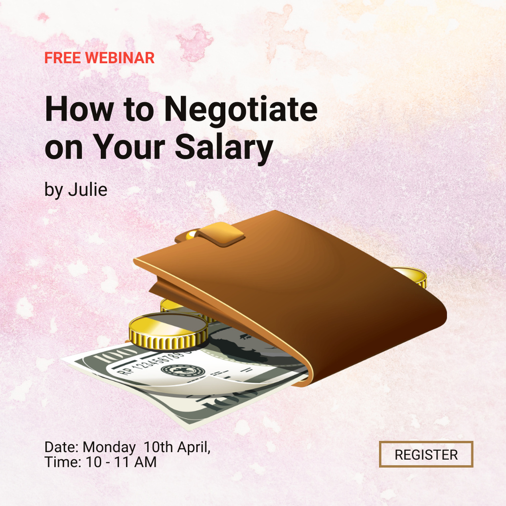 Webinar on Negotiating Salary Increase Instagramデザインテンプレート