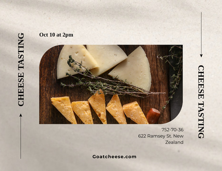 Announcement of Delicious Cheese Tasting Invitation 13.9x10.7cm Horizontal Design Template