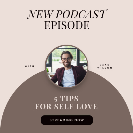 Modèle de visuel Ensemble de conseils pour l'amour de soi dans l'épisode de l'émission de radio - Podcast Cover