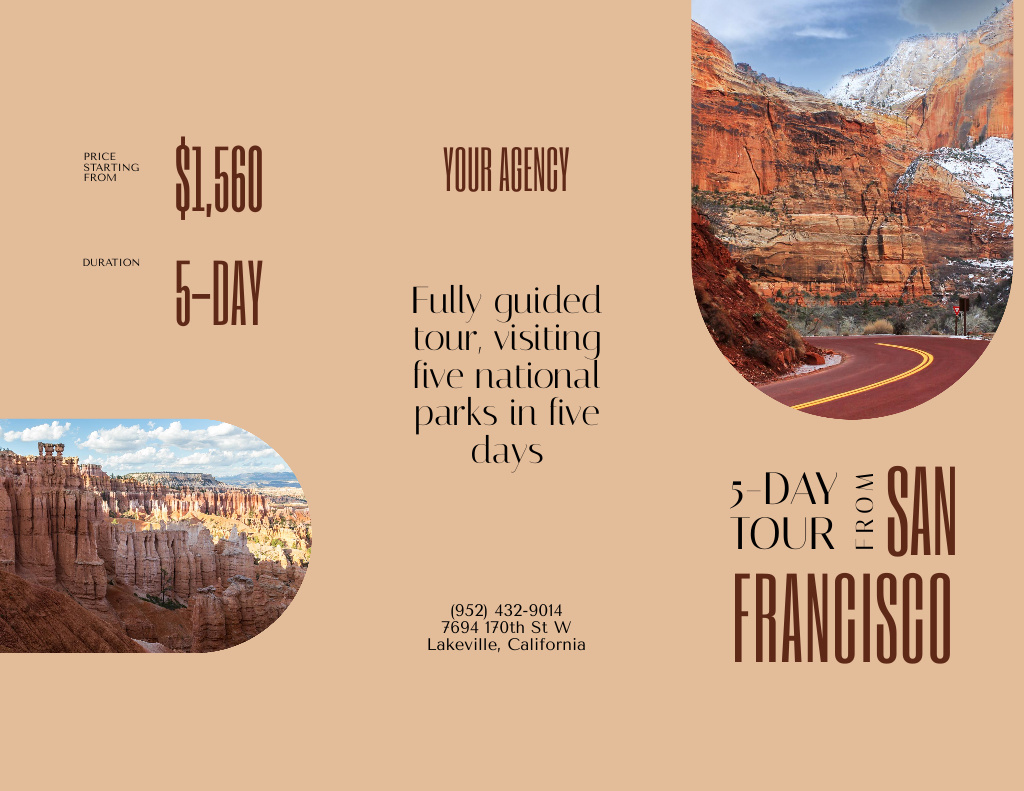 Designvorlage Travel Tour to San Francisco für Brochure 8.5x11in