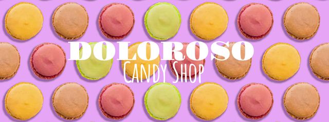 Colorful spinning macarons at candy shop Facebook Video cover Design Template