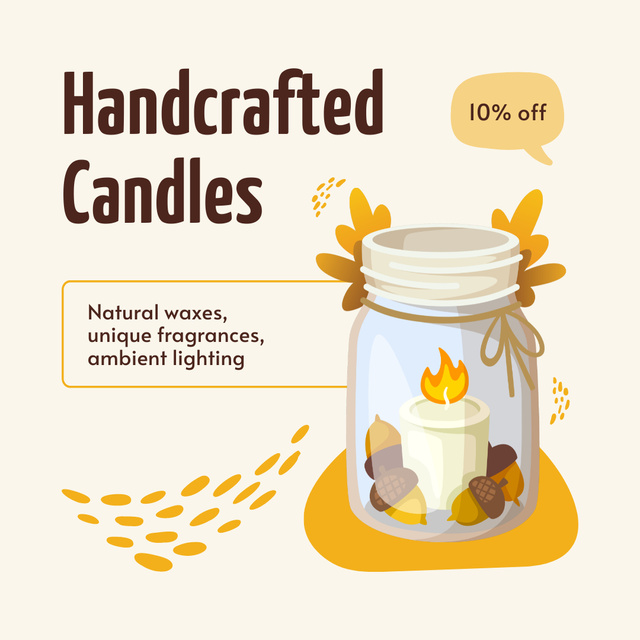 Nice Discount on Natural Wax Candles with Unique Scents Instagram Design Template