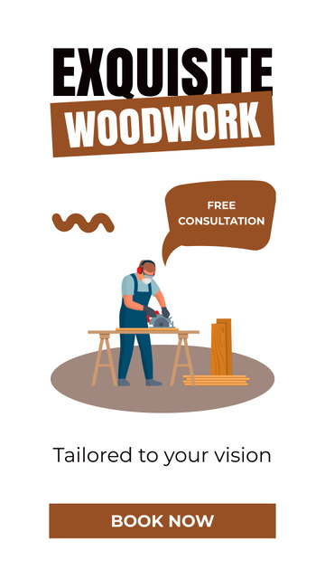 Services of Exquisite Woodwork Instagram Video Story Modelo de Design