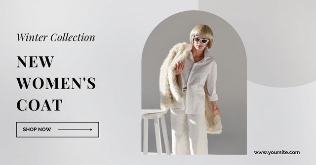 Promo New Winter Collection Women's Coats Facebook AD Πρότυπο σχεδίασης