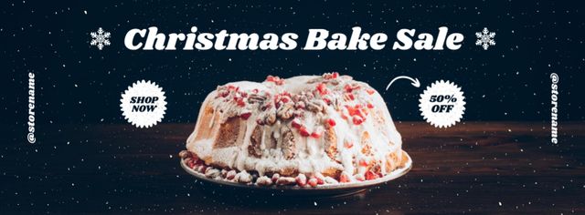 Christmas Bake Sale Blue Facebook cover Tasarım Şablonu