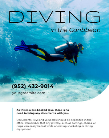 Scuba Diving Ad Poster 22x28in Tasarım Şablonu