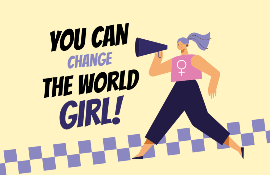 Designvorlage Inspirational Phrase for Girls on Women's Day für Thank You Card 5.5x8.5in