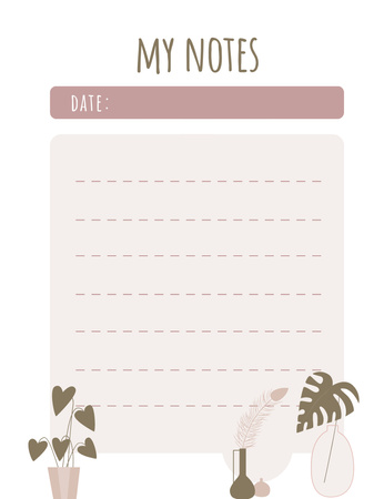 Personal Planner with Flowers in Pots Notepad 107x139mm Design Template