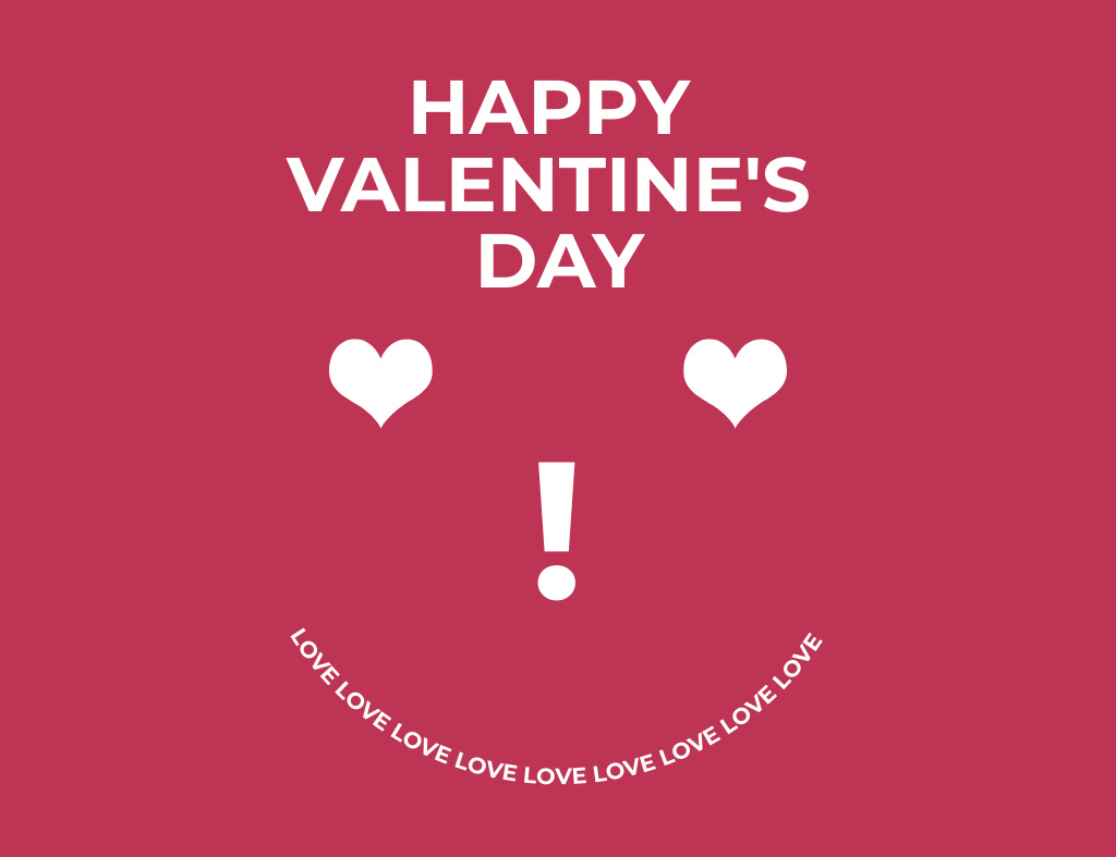 Romantic Happy Valentine's Day Greetings With Emoji Thank You Card 5.5x4in Horizontal – шаблон для дизайну