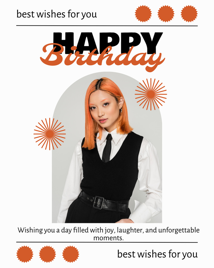 Birthday Greetings Layout in Grey and Brown Instagram Post Vertical Design Template